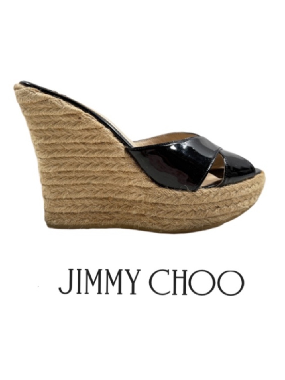 JIMMY CHOO London | Sandals Patent Leather Black Platform Summer Vacation Lux
